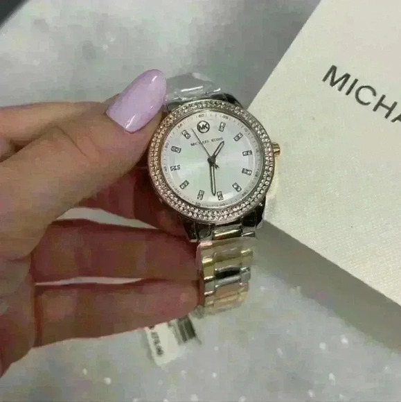 Michael Kors Tibby Women'sCrystals Tri Tone Stainless SteelWatch NWT MK4576 - Picture 5 of 5